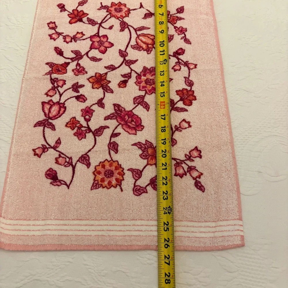Vintage The Bathworks Pink Lace Towel Set 5pc Floral Shabby Chic Made in USA NWT